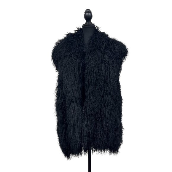 Lindzon Mongolian Lamb Black Lined Vest – Rockstar Luxury - Picture 11 of 11